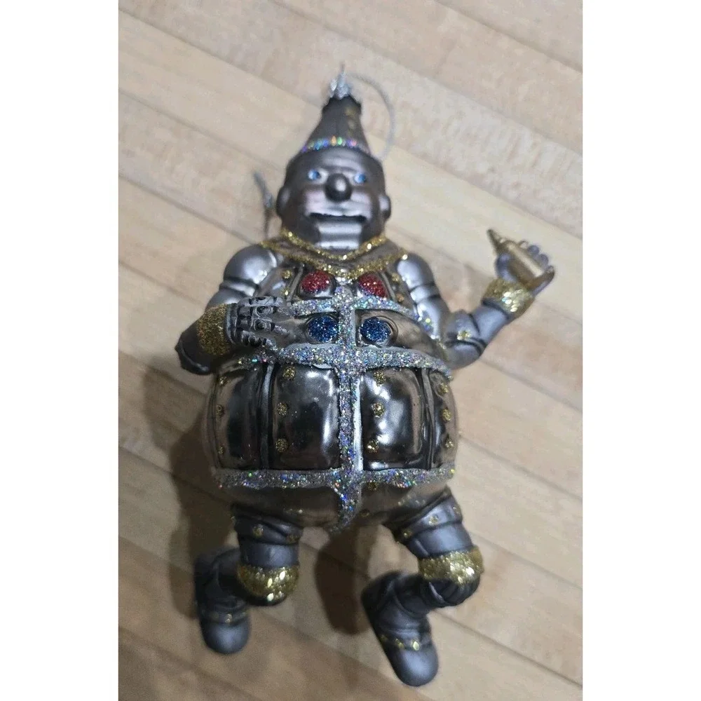 1990's Wizard of Oz Tin Man Style Silver Glass Christmas Ornament